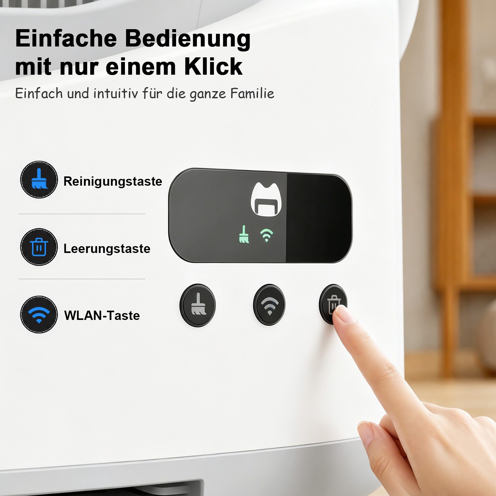 Rebonique Katzentoilette Selbstreinigende Katzentoilette XL mit App, bis 10 kg, inkl. Treppe, Duftspender, Katzenmatte, Müllbeutel, Sensorsystem, Leiser Betrieb