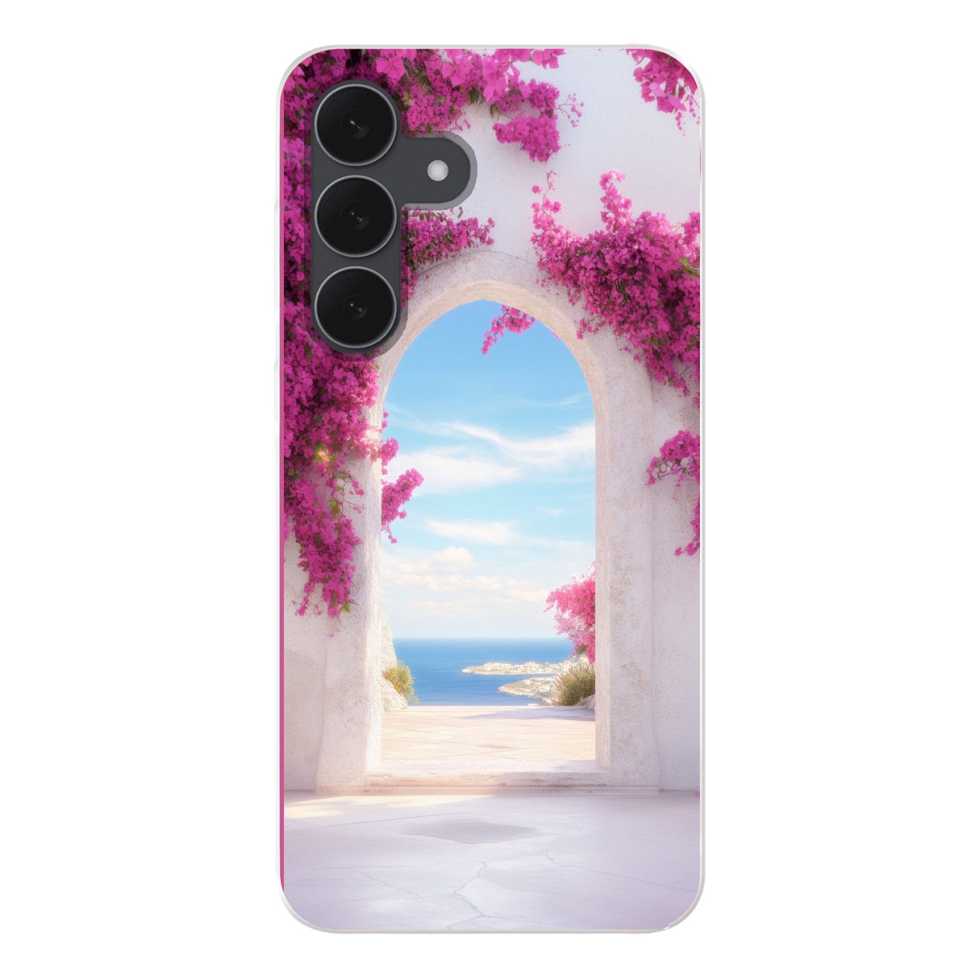 MuchoWow Handyhülle für Samsung Galaxy S25 FE Meer - Rosa - Blumen - Tor, Smartphone-Bumper, Print, Handy Schutzhülle Dünn