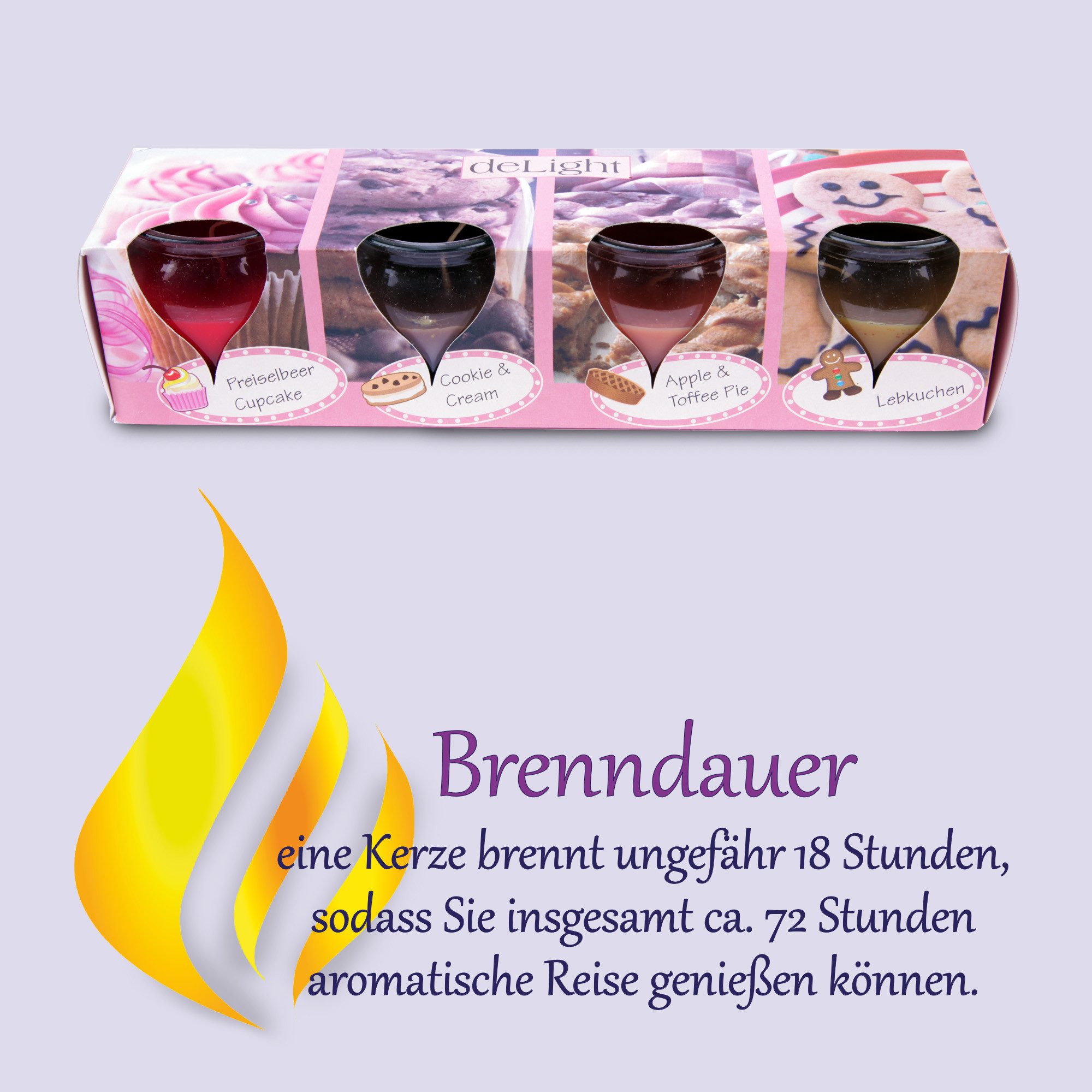 HS Candle Duftkerze Selection Duftmix im Glas (12-tlg), Bakery Selection, Duftnote süß, Ø6x6cm, 18h, ideal für Winterzeit – Bild 5 von 5