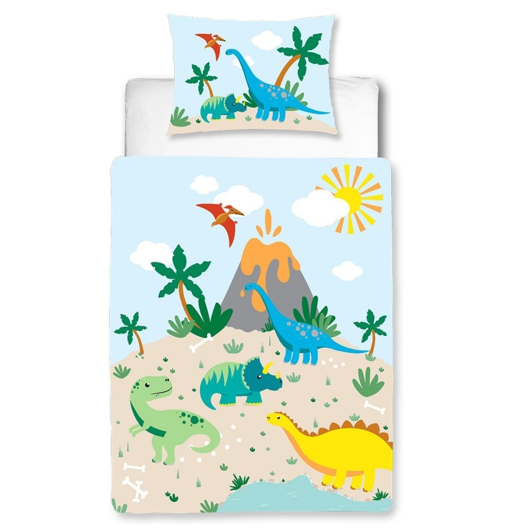 MTOnlinehandel Babybettwäsche Dino 100x135 + 40x60 cm, 100 % Baumwolle Flan günstig online kaufen
