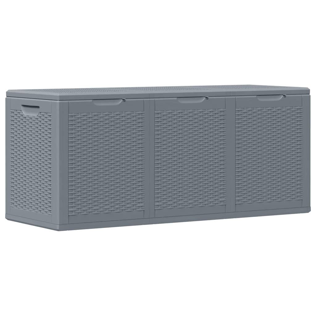 furnicato Gartenbox Auflagenbox Polypropylen Rattan-Optik 118,5x44,5x51 cm Grau, UV-beständige Kissenbox mit 270 l Stauraum und seitlichen Griffmulden