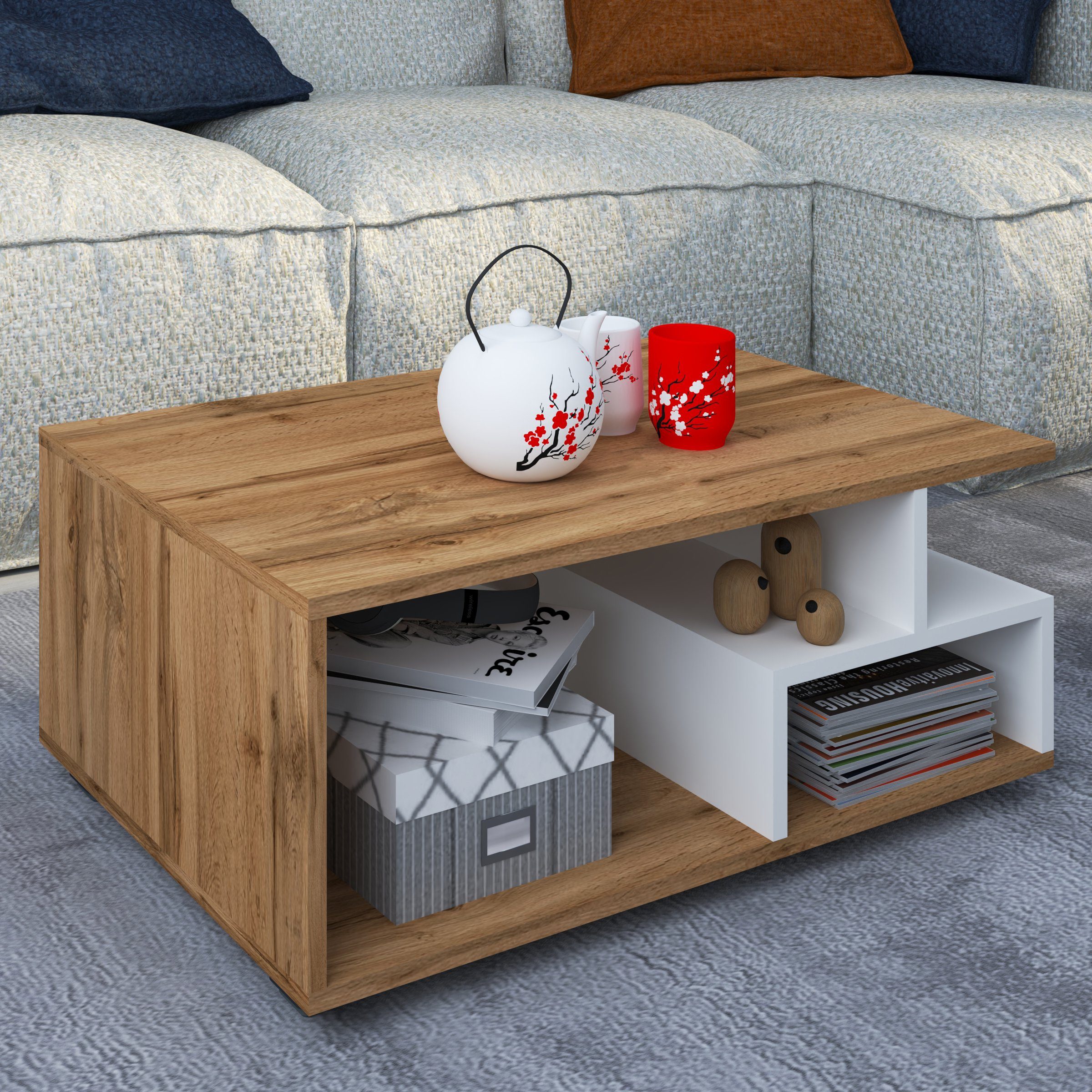 VCM Couchtisch Holz Sofatisch Couchtisch Wohnzimmertisch Sulas