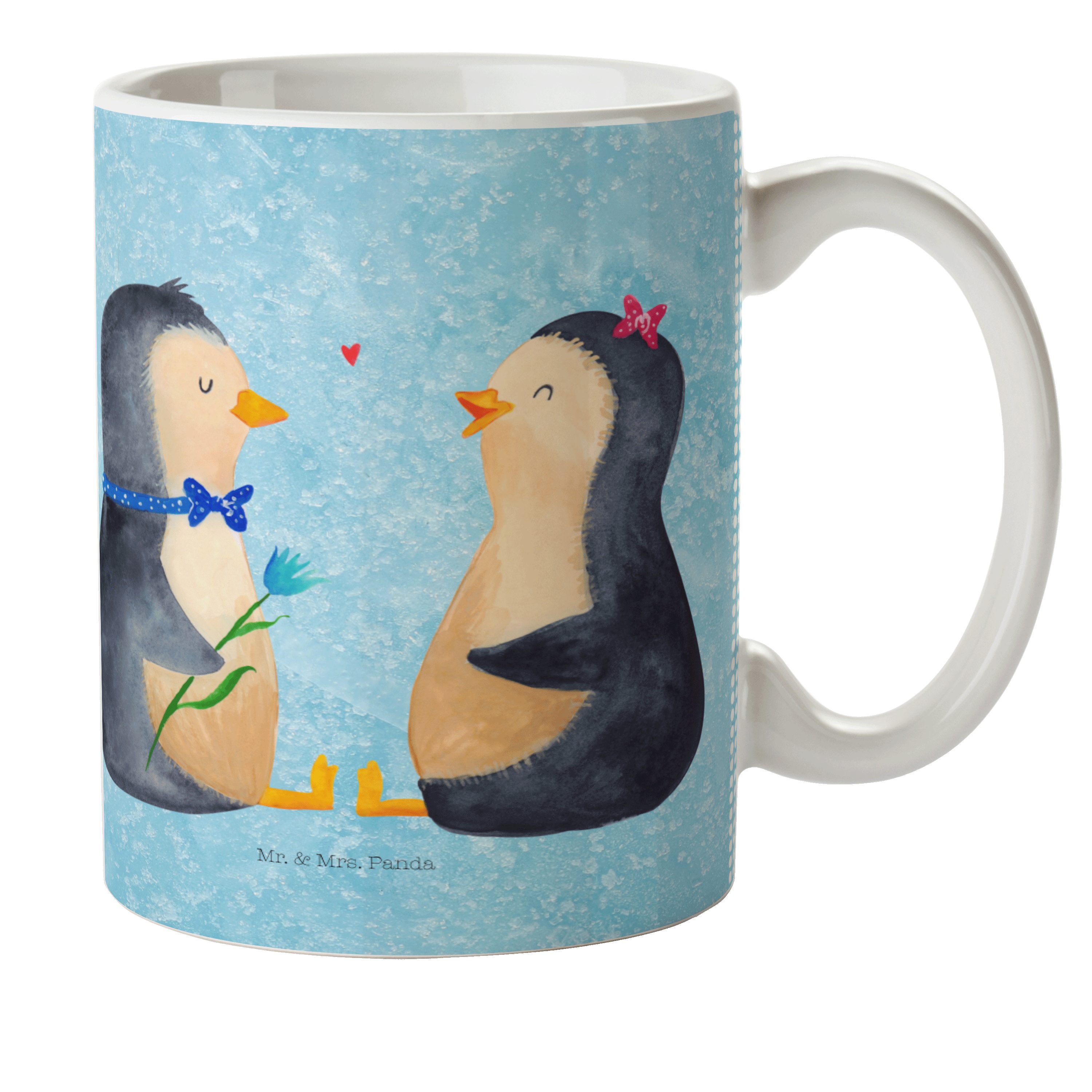 Mr. & Mrs. Panda Kinderbecher Pinguin Pärchen - Eisblau - Geschenk, Kunststoffbecher, Traumpaar, ve, Kunststoff | Kindergeschirr