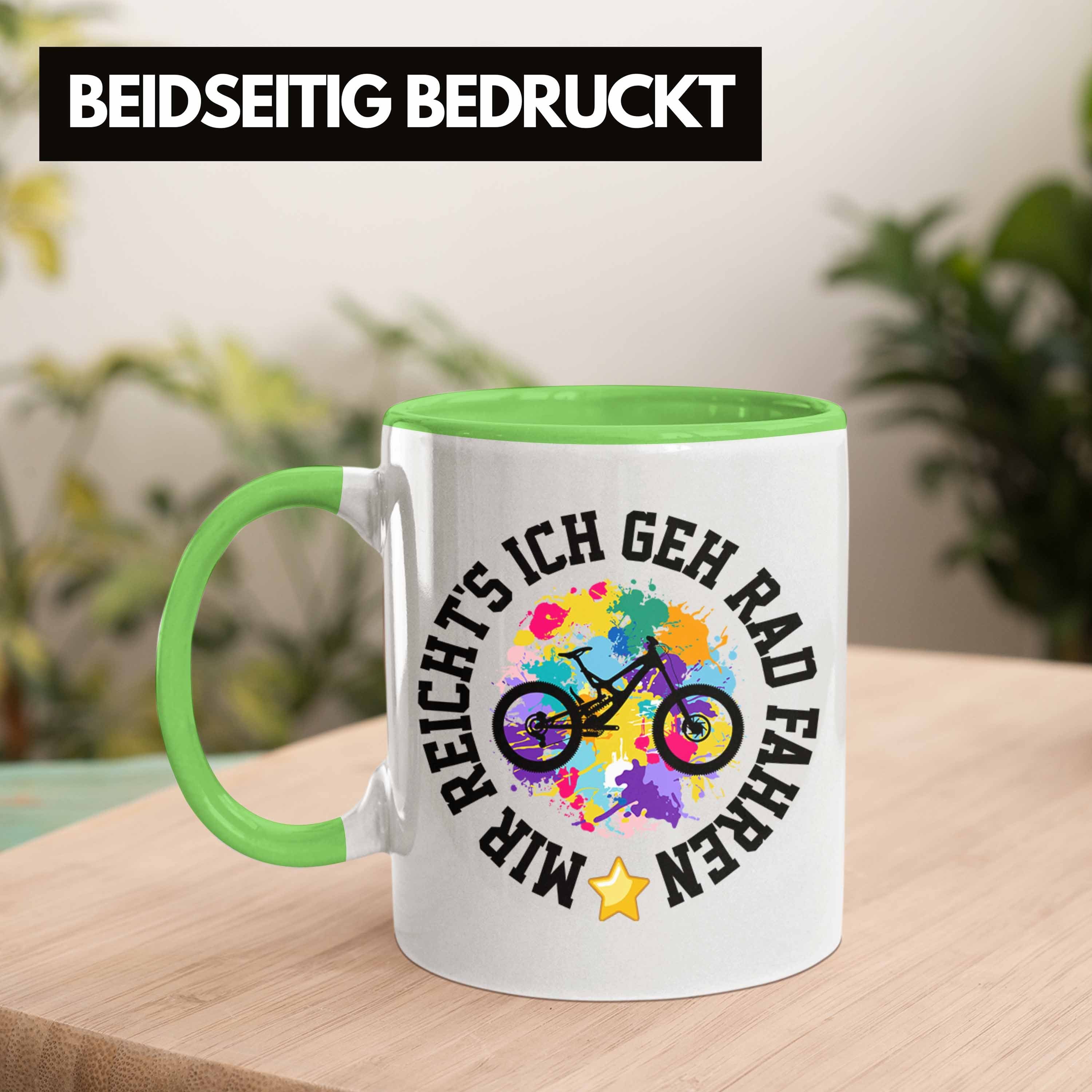 Trendation Tasse Trendation - Mir Tasse Fahrradfahrer Reichts für Ich Spruch Fahren Frauen Grün Geh Lustiger Männer Geschenk Fahrrad
