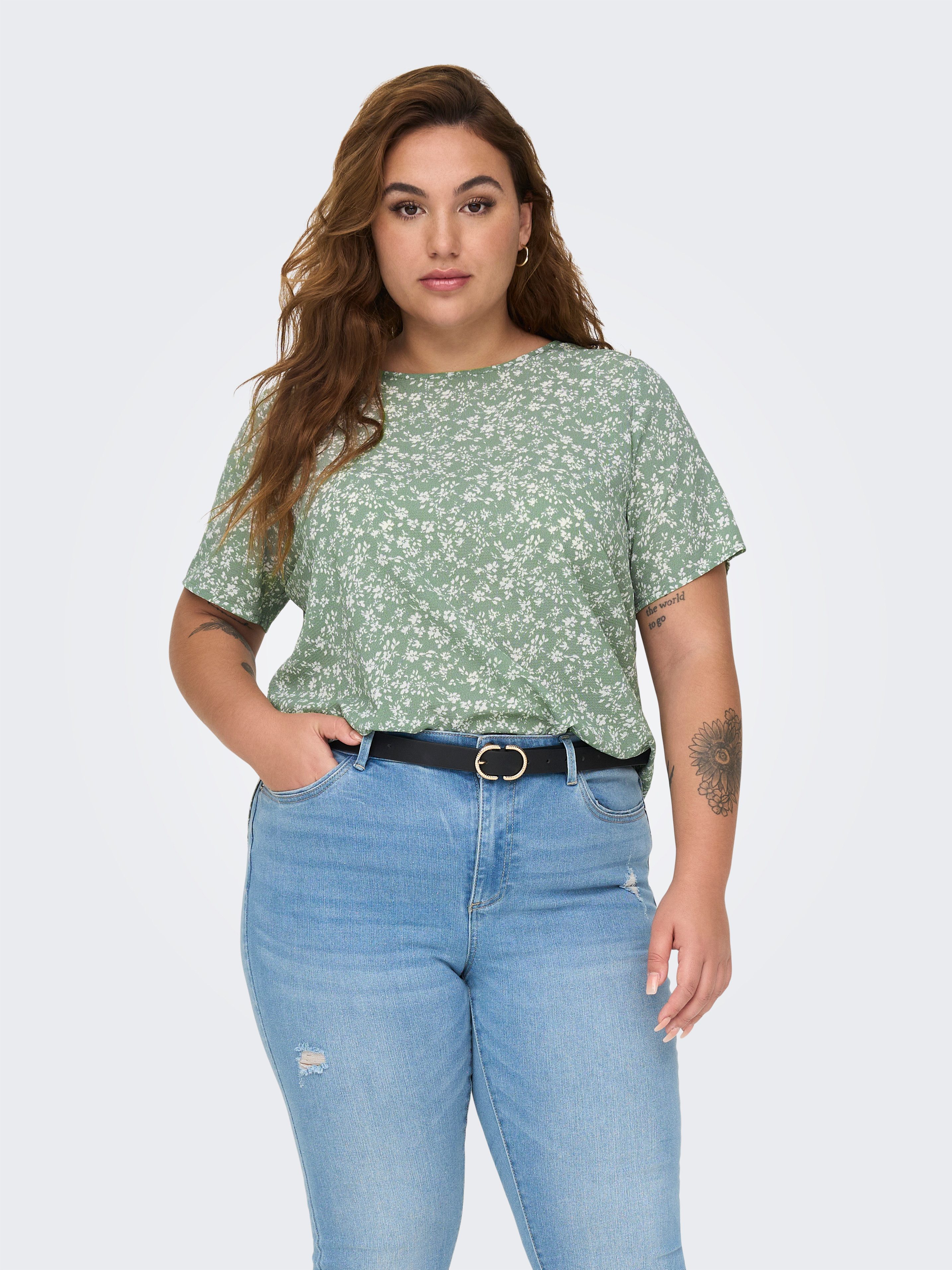 ONLY CARMAKOMA Shirtbluse CARVICA SS TOP WVN NOOS Materialmix, regular fit günstig online kaufen