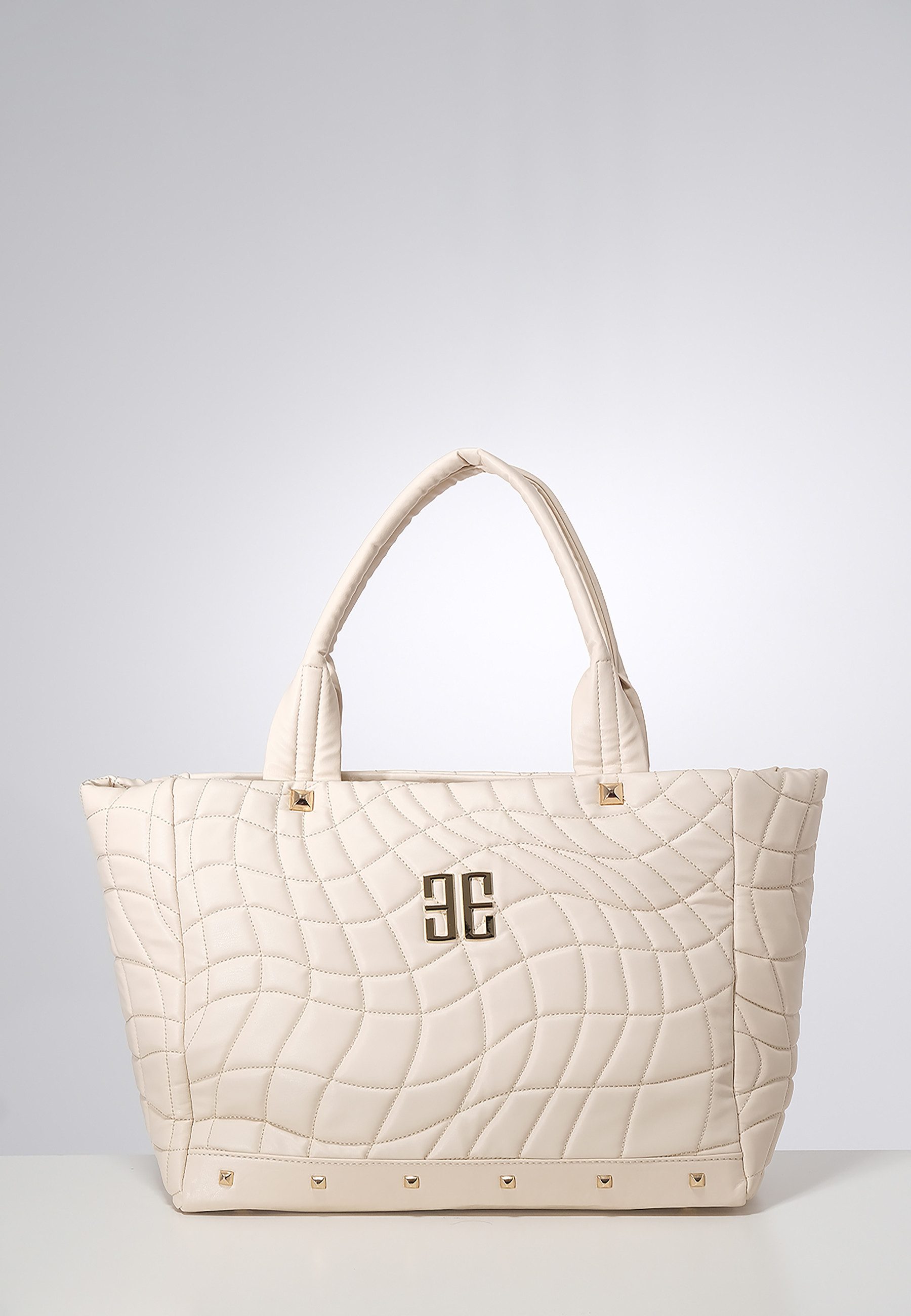 Schultertasche Luxuriöse gesteppte Handtasche mit goldenen Details
