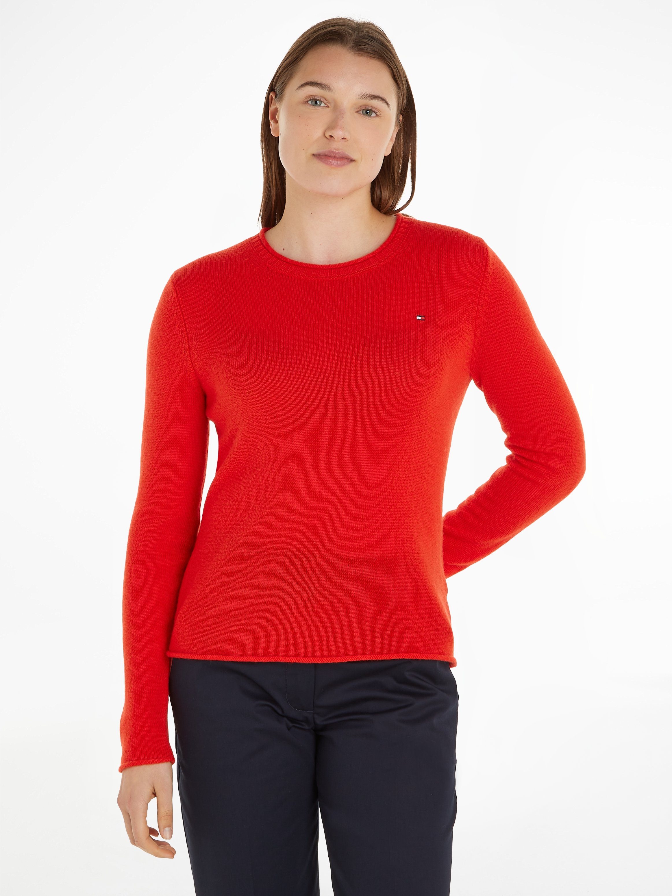 Tommy Hilfiger Strickpullover mit Logostickerei rot