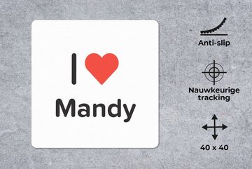 MuchoWow Gaming Mauspad Ich liebe - Mandy - Mädchen (1-St), Mousepad mit Rutschfester Unterseite, Gaming, 40x40 cm, XXL, Großes