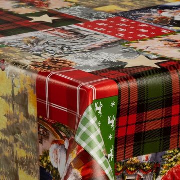laro Tischdecke Wachstuch-Tischdecken Weihnachten Collage Sterne Socken rechteckig