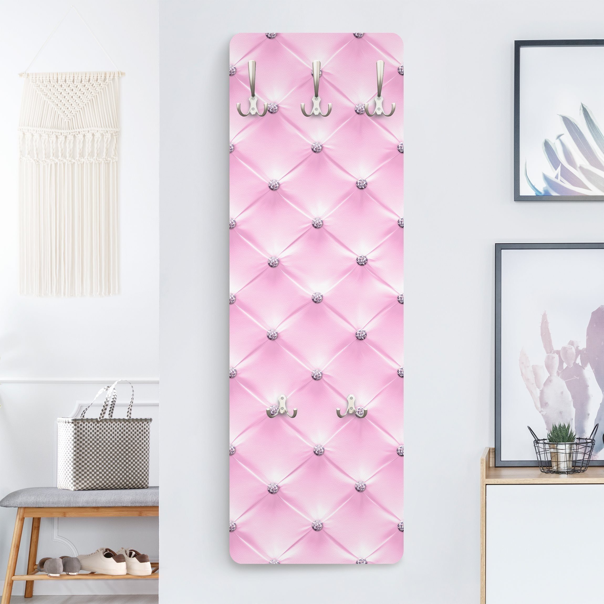 Bilderdepot24 Garderobenpaneel Design Muster Diamant Rosa günstig online kaufen
