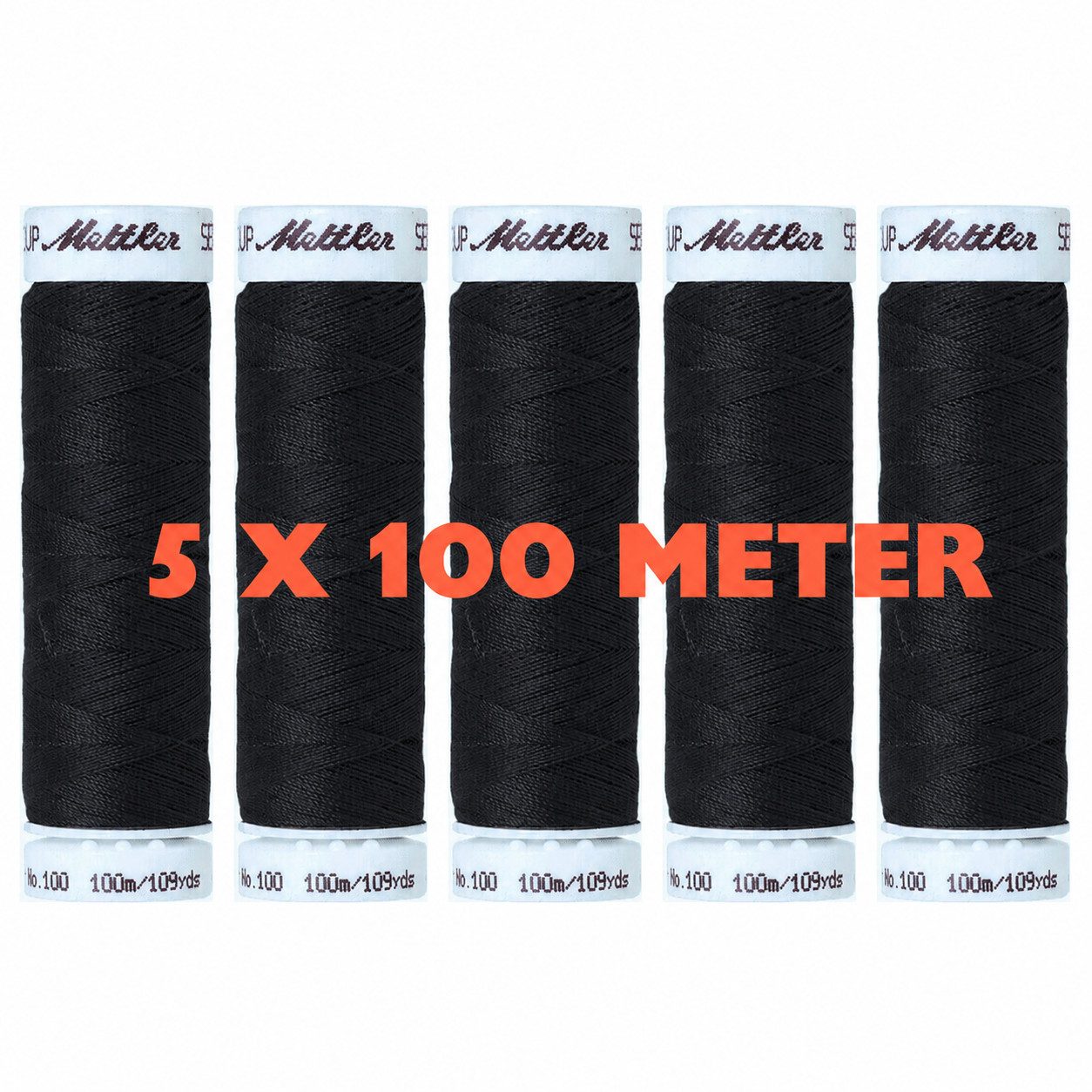 Amann 5 x 100 m Amann Mettler Nähgarn Allesnäher Seralon - 4000 - Schwarz Nähgarn, 500 m (5-St), Nähgarn für alle Stoff- und Sticharten