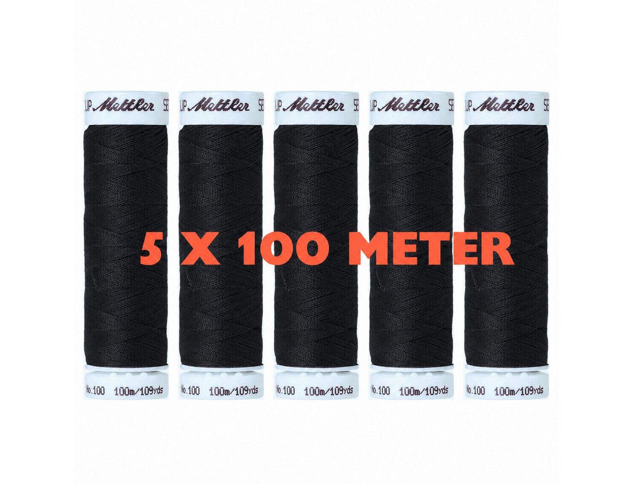Amann 5 x 100 m Amann Mettler Nähgarn Allesnäher Seralon - 4000 - Schwarz Nähgarn, 500 m (5-St), Nähgarn für alle Stoff- und Sticharten