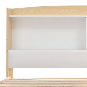 BlingBin Einzelbett Kinderbett Jugendbett (90×200, Matratze und Schubladen nicht enthalten), mit Stauraum-Kopfteil