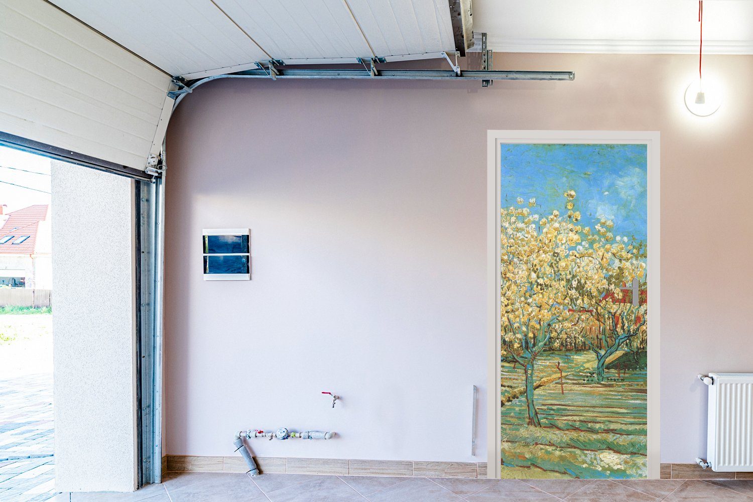 van Gogh, Tür, St), bedruckt, Türaufkleber, für Vincent Fototapete Obstgarten Blühender Matt, MuchoWow Türtapete 75x205 (1 cm -