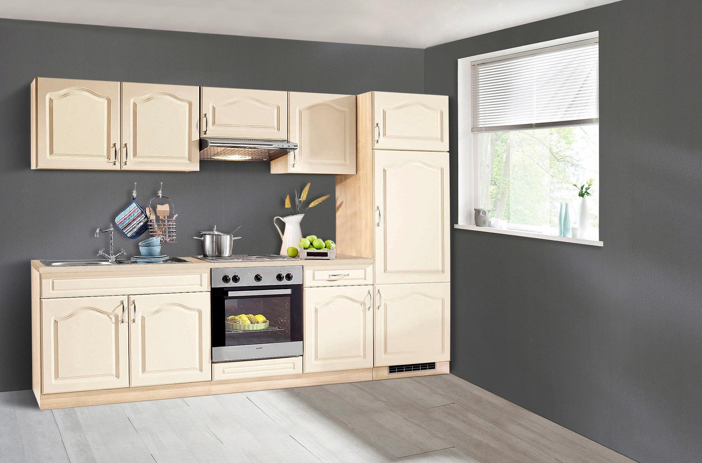 wiho Küchen Küchenzeile Linz, mit E-Geräten, Breite 270 cm, mit Cerankochfeld