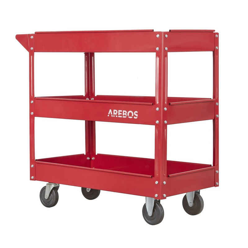 Arebos Werkstattwagen Werkstatt-Rollwagen, Werkzeugwagen, Belastbarkeit bis zu 100 kg, 2 Fächer, max. Traglast:100,00 kg