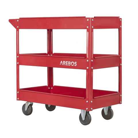 Arebos Werkstattwagen Werkstatt-Rollwagen, Werkzeugwagen, Belastbarkeit bis zu 100 kg, 2 Fächer, max. Traglast:100,00 kg