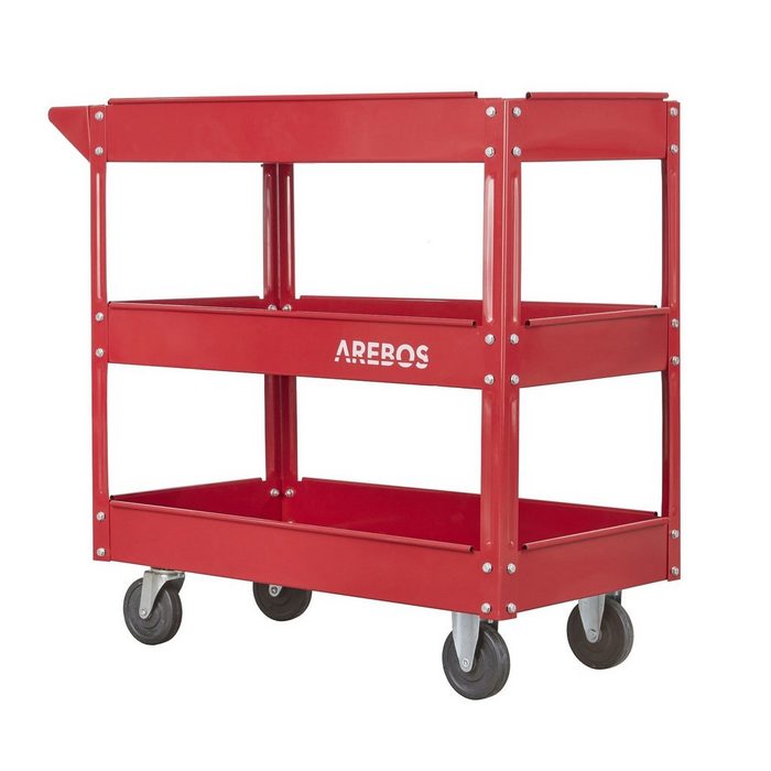 Arebos Werkstattwagen Werkstatt-Rollwagen Werkzeugwagen Belastbarkeit bis zu 100 kg 2 Fächer max. Traglast:100 00 kg