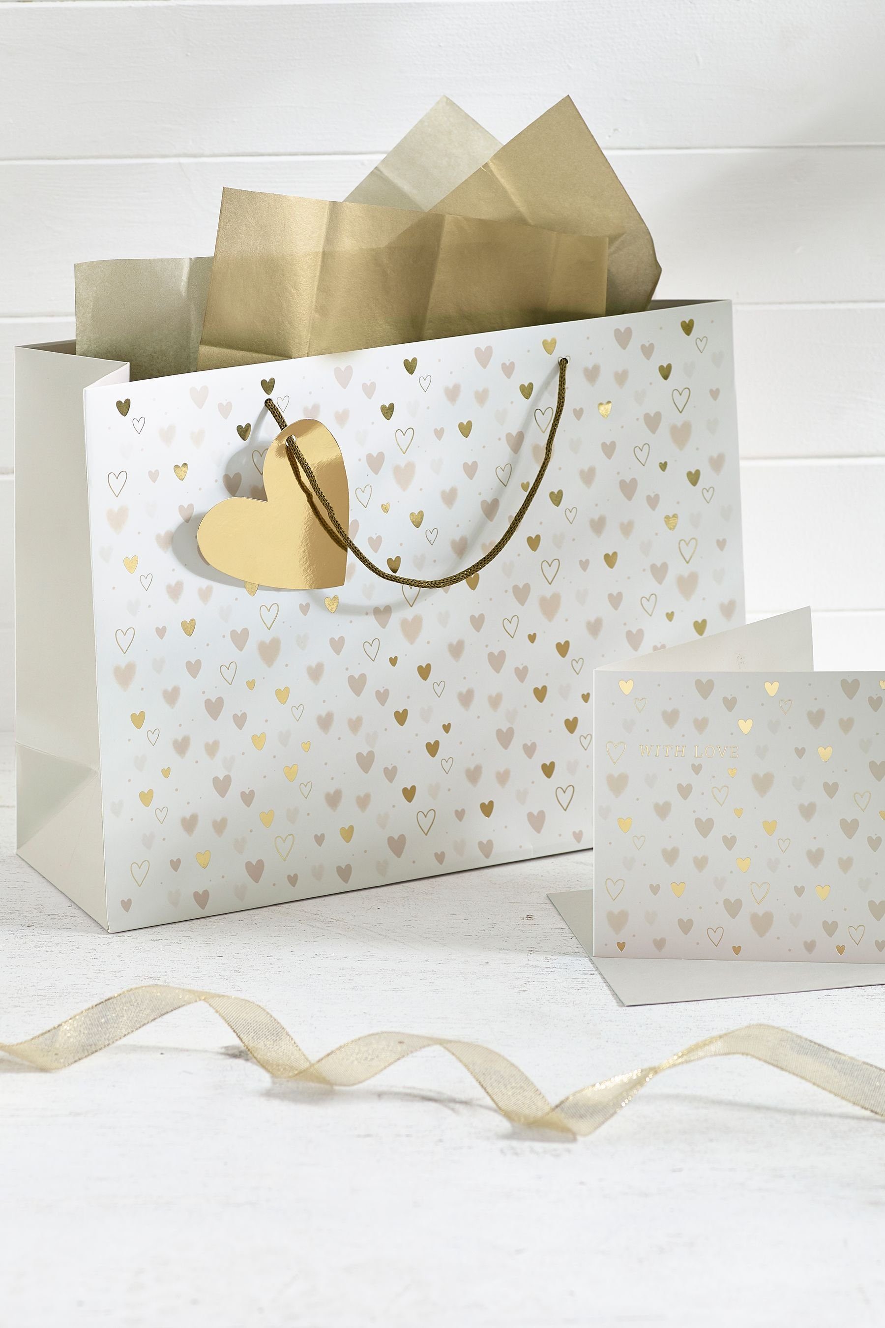 Next Geschenkpapier Herz Geschenktasche und Karte im Set, (1St)