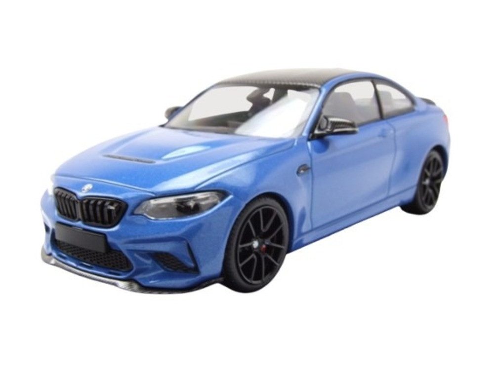 Minichamps Modellauto BMW M2 CS 2020 blau mit schwarzen Felgen, Maßstab 1:43
