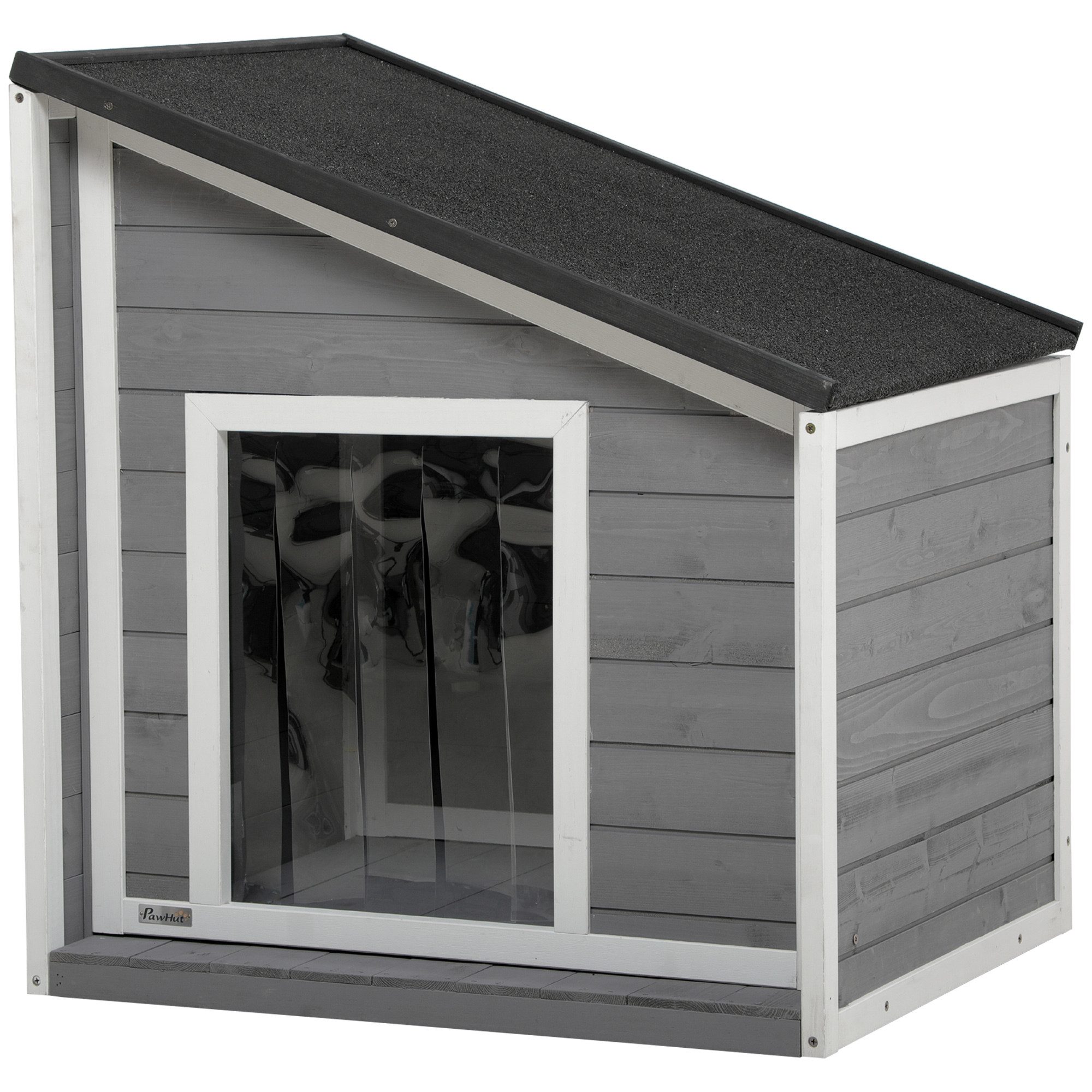 furnicato Hundehütte Schwarz-Grau-Weiß 71L x 58B x 53/77H cm
