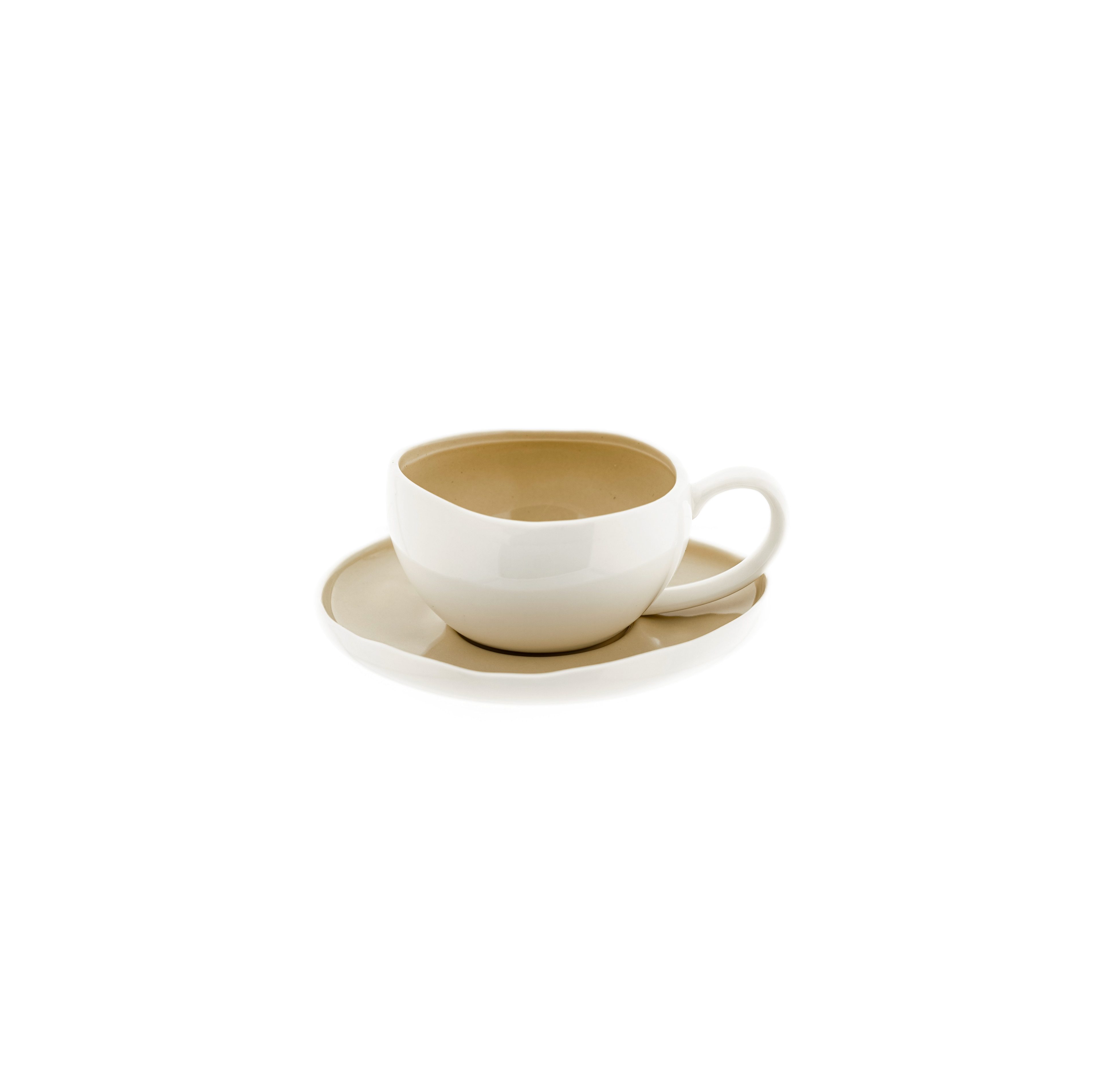 Almina Kaffeeservice Wave Cream Mokkatassen mit Untertellern (12-tlg), 6 Personen, Porzellan, 12-teiliges-Set