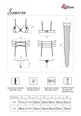 Livco Corsetti Fashion Set: Bügel-BH 5 tlg. Dessous Set BH String Strumpfhalter Strümpfe Augenmaske - weiß