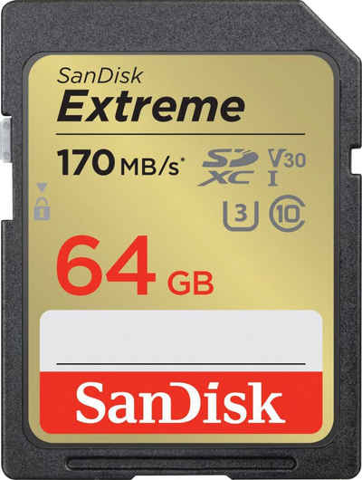 Sandisk Extreme 64GB Speicherkarte (64 GB, UHS Class 3, 170 MB/s Lesegeschwindigkeit)
