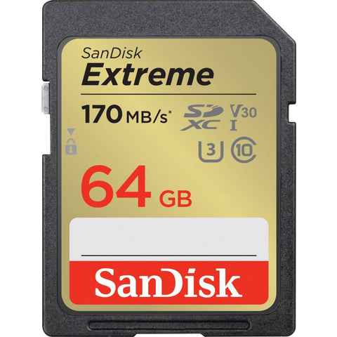 Sandisk Extreme 64GB Speicherkarte (64 GB, UHS Class 3, 170 MB/s Lesegeschwindigkeit)
