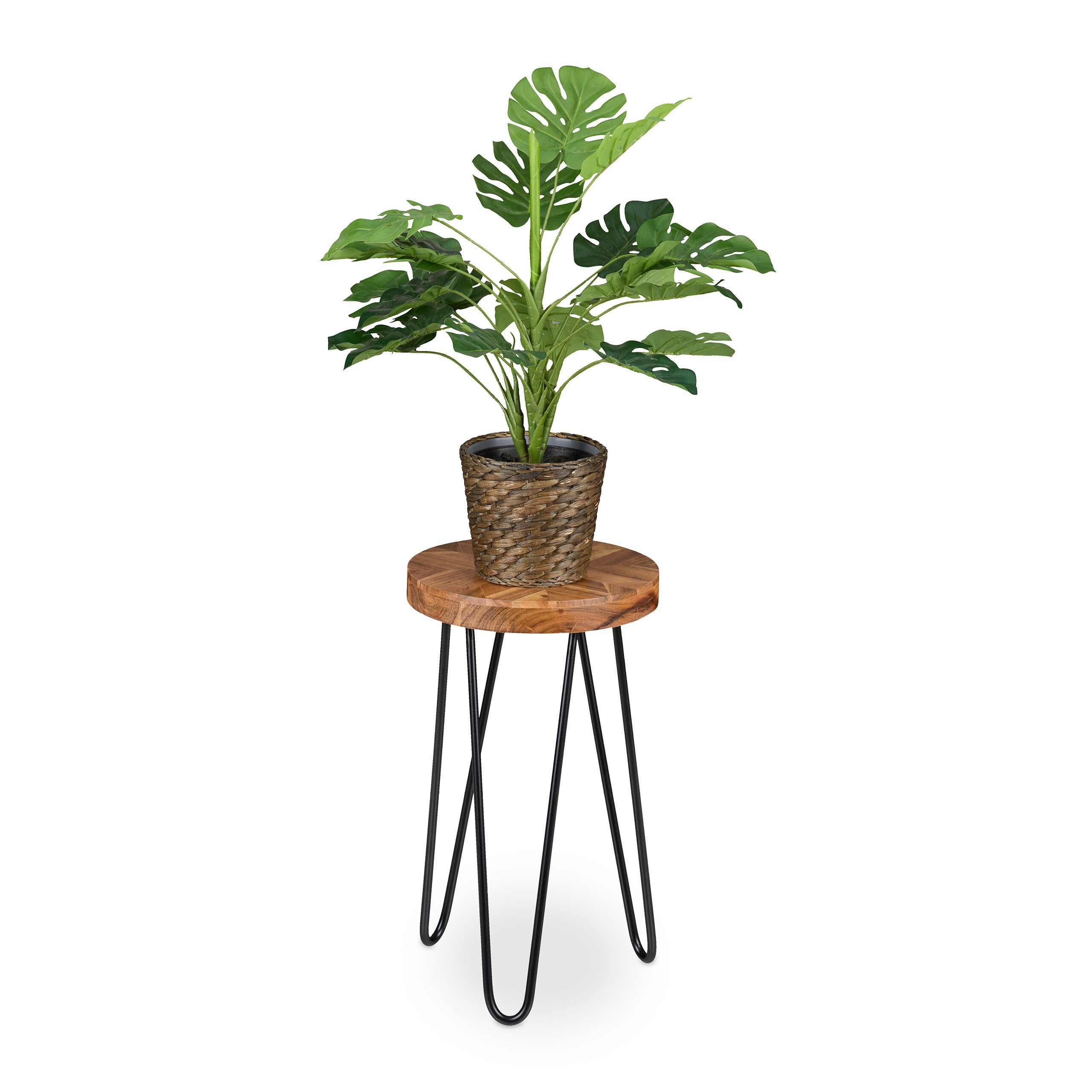 relaxdays Blumenhocker Retro Blumenhocker aus Akazie günstig online kaufen