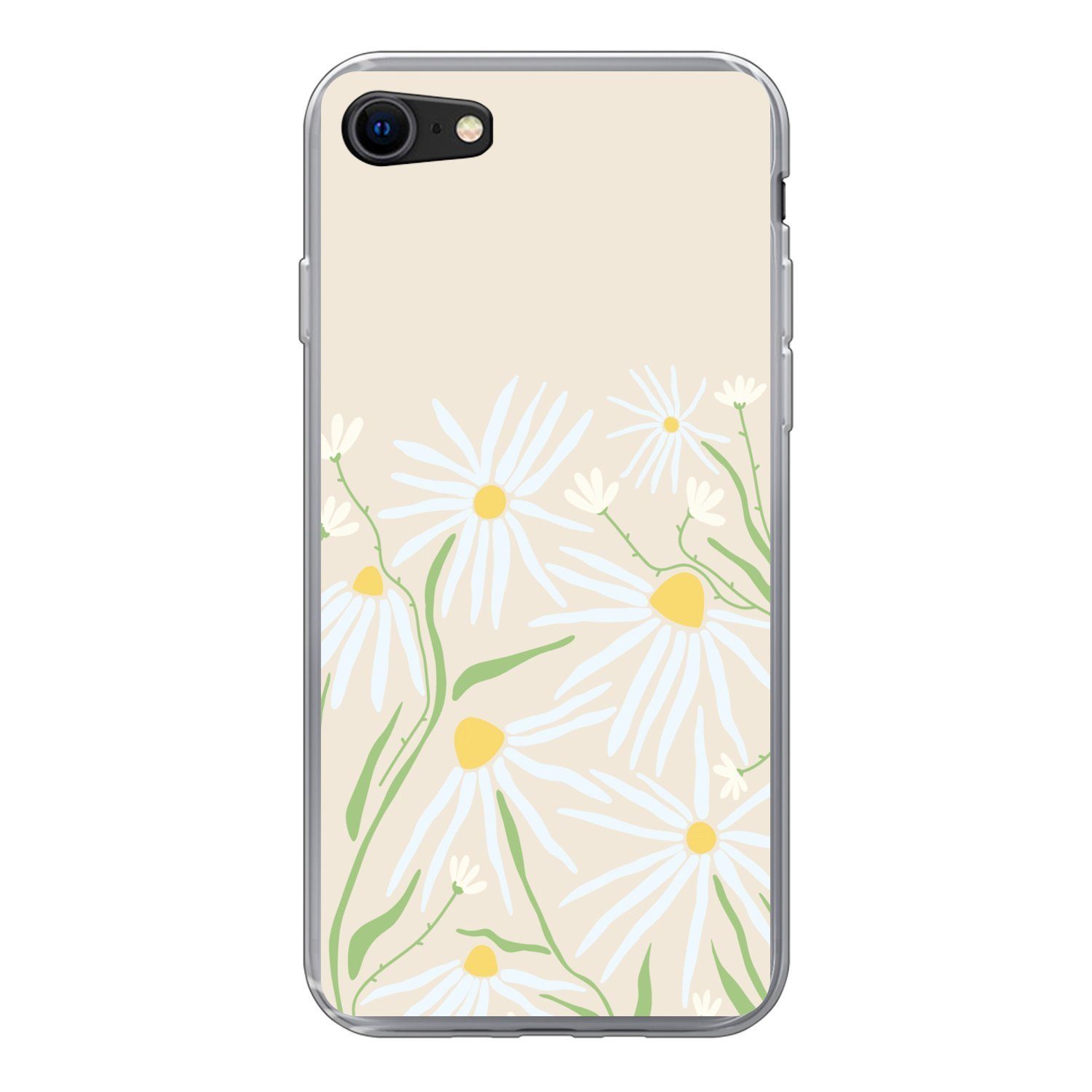 MuchoWow Handyhülle für Apple iPhone 8 Blume - Muster - Gelb, Smartphone-Bumper, Print, Handy Schutzhülle Dünn