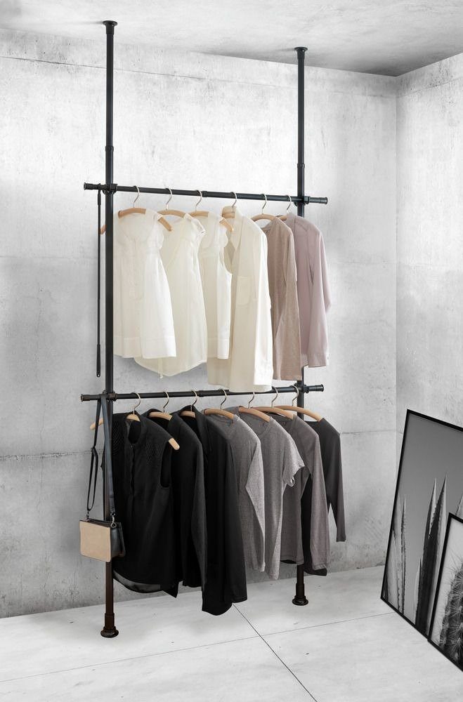 WENKO Garderobenständer Teleskop-Garderobensystem HERKULES BASIC, schwarz, günstig online kaufen