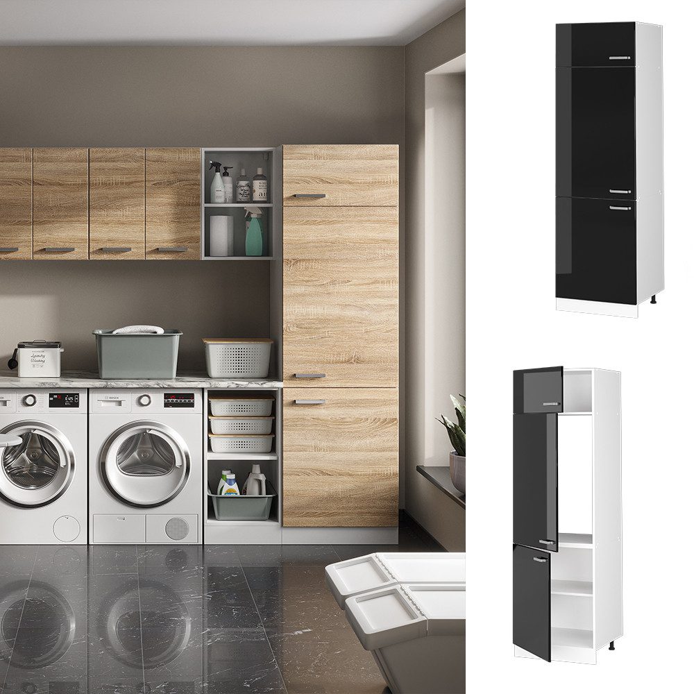 Vicco Schranksystem R-Line, Schwarz Hochglanz/Weiß, 60 günstig online kaufen