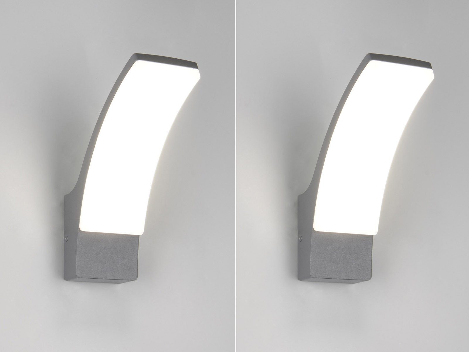 Reality Leuchten LED Außen-Wandleuchte, LED fest integriert, neutralweiß, 2er Set Fassadenbeleuchtung aus Aluminium in Anthrazit, Höhe 22,5cm