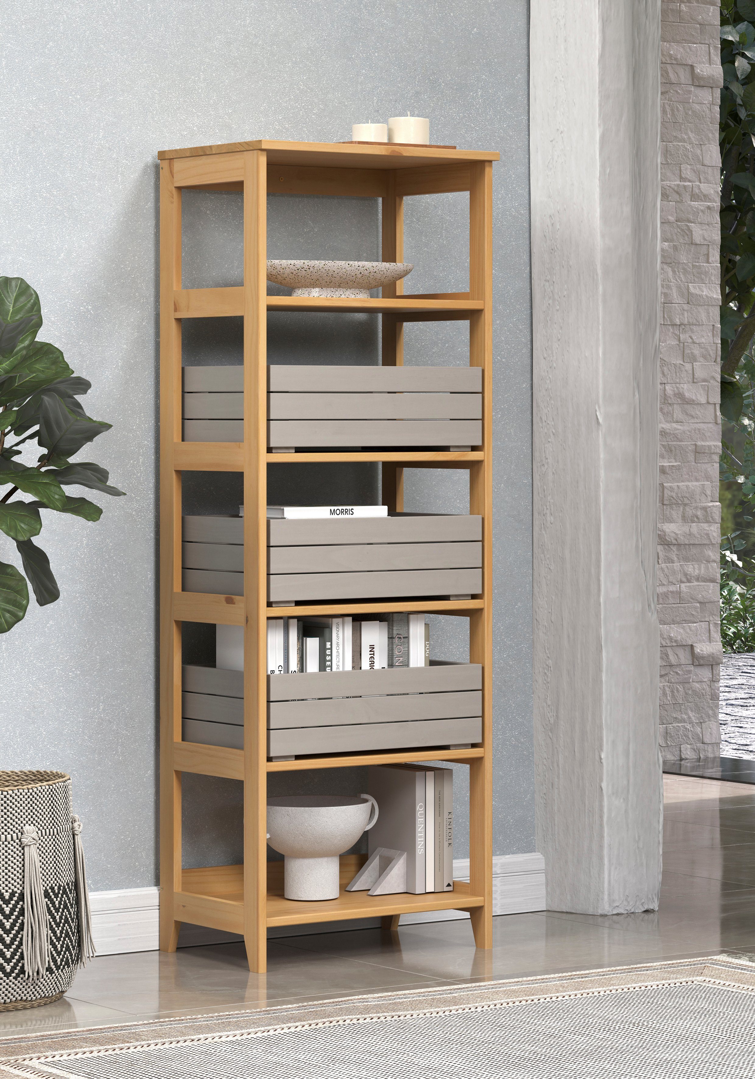 ebuy24 INTER-FURN Schublade Set / Kiefer, B/H/T: / Arona St), 32 45 cm (3 Wachs, Massivholzkisten, Holzkisten 3er Grau 15