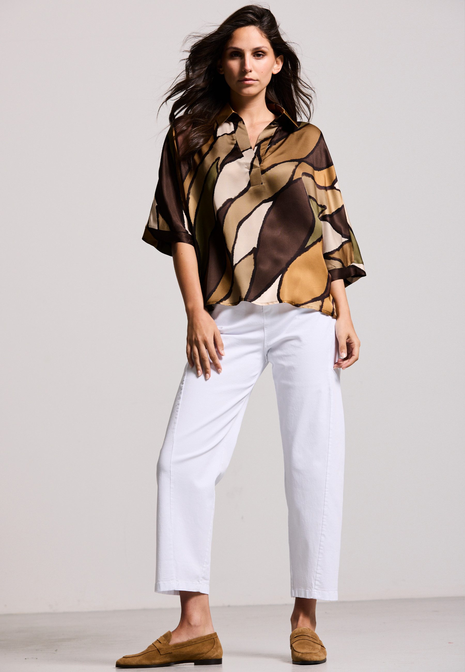 Andijamo-Fashion Druckbluse GOLDEN BREEZE Passe im günstig online kaufen