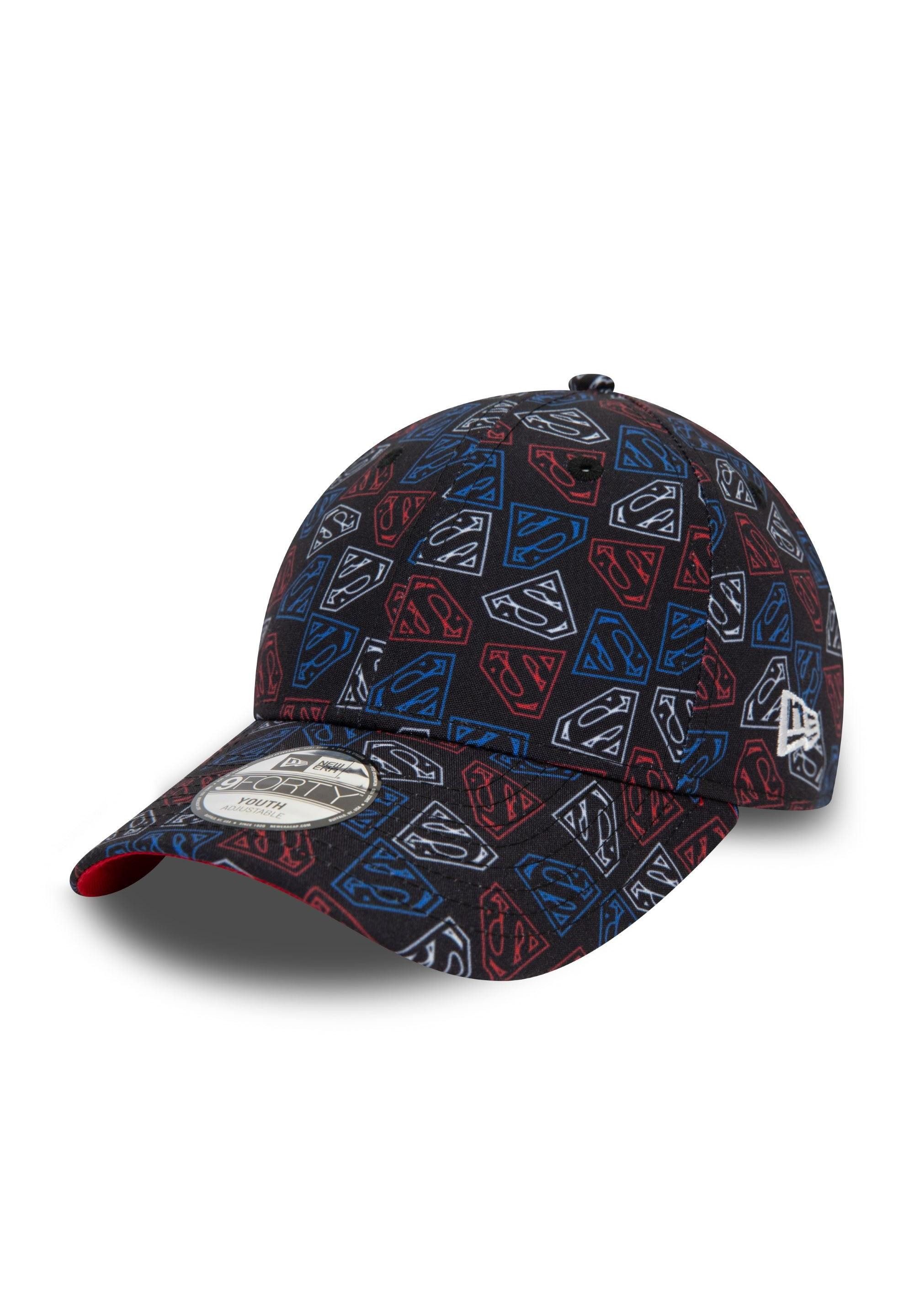 Baseball Cap Superman All Over Print Schwarz Verstellbare 9Forty Cap für Kinder New