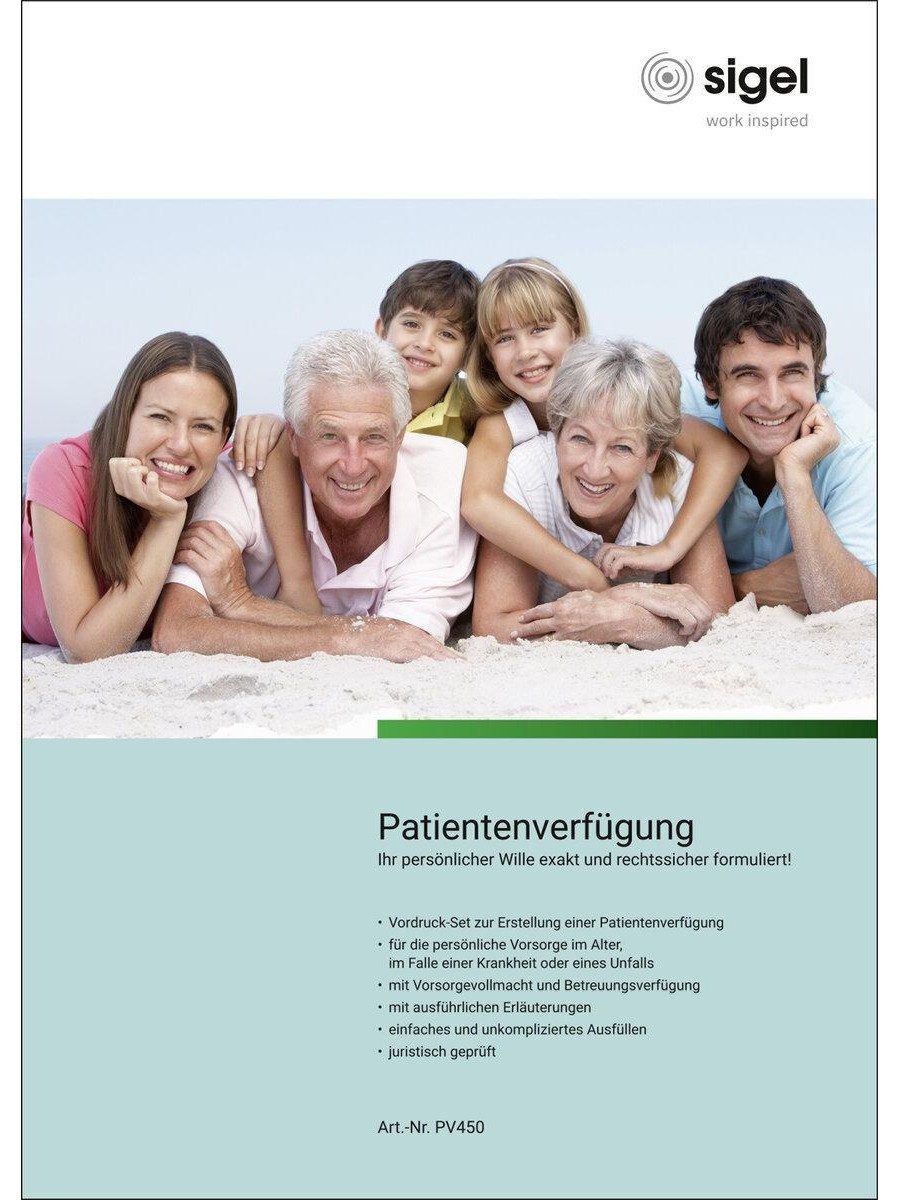 Sigel Formularblock Patientenverfügung für Vorsorge bei Unfall und Krankheit
