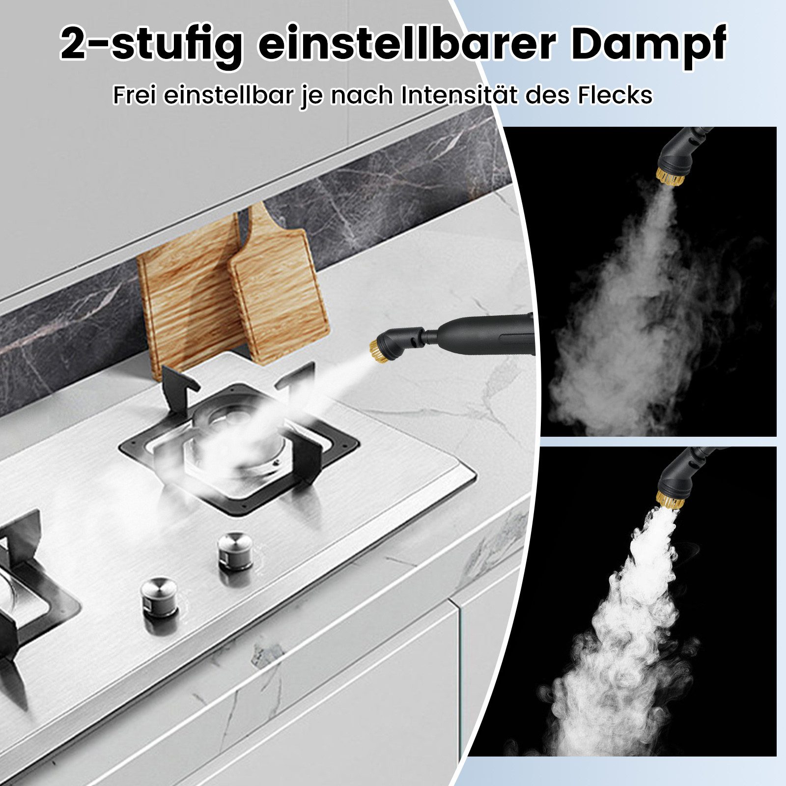 COSTWAY Dampfreiniger, 1500 W, 3 bar, bis 180℃, Handgerät mit 10 Teilen