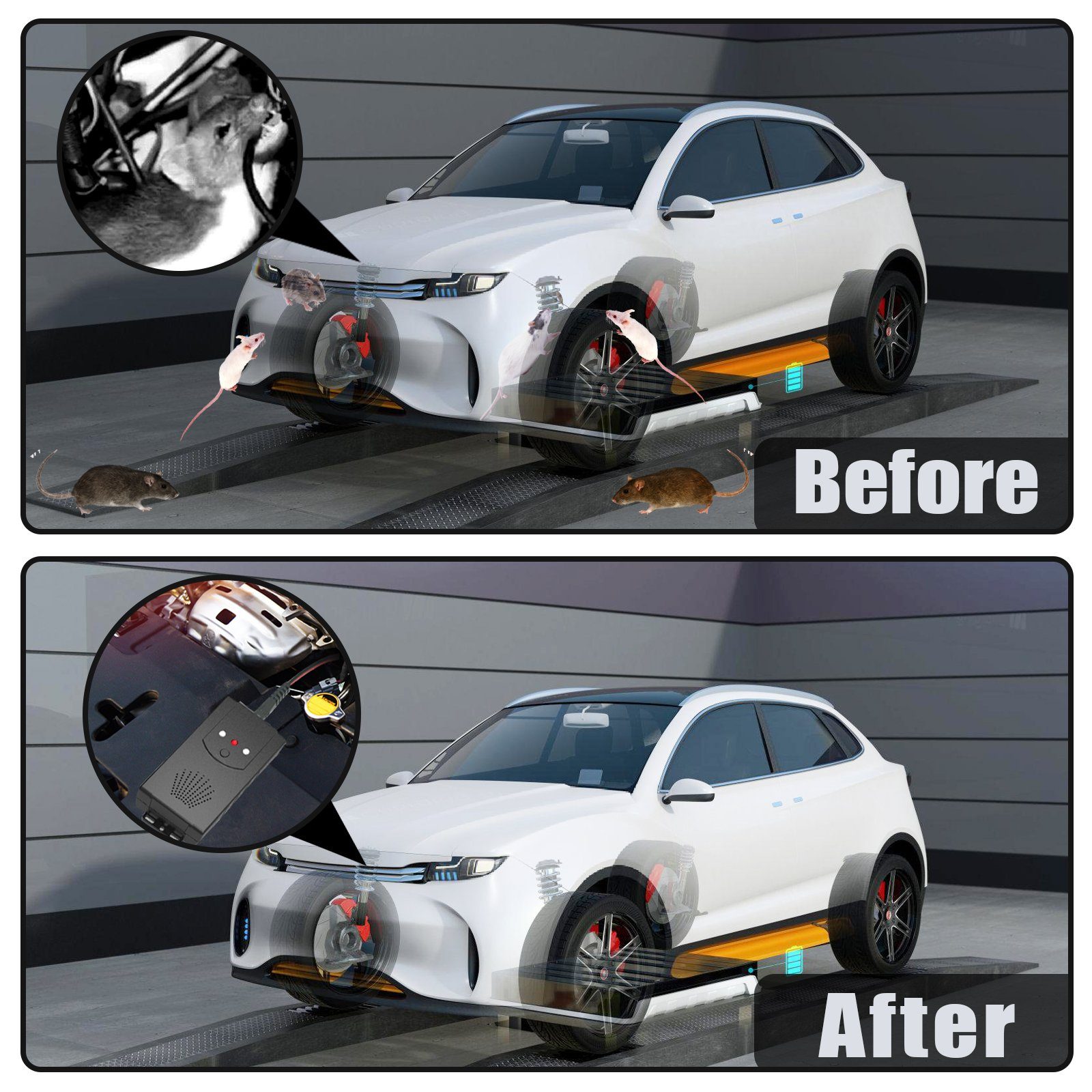 Clanmacy Ultraschall-Tierabwehr Marderschutz Marderschreck Auto, Effektive  Marderabwehr Auto mit Ultraschall und LED-Blitzlichtfunktion, per USB oder