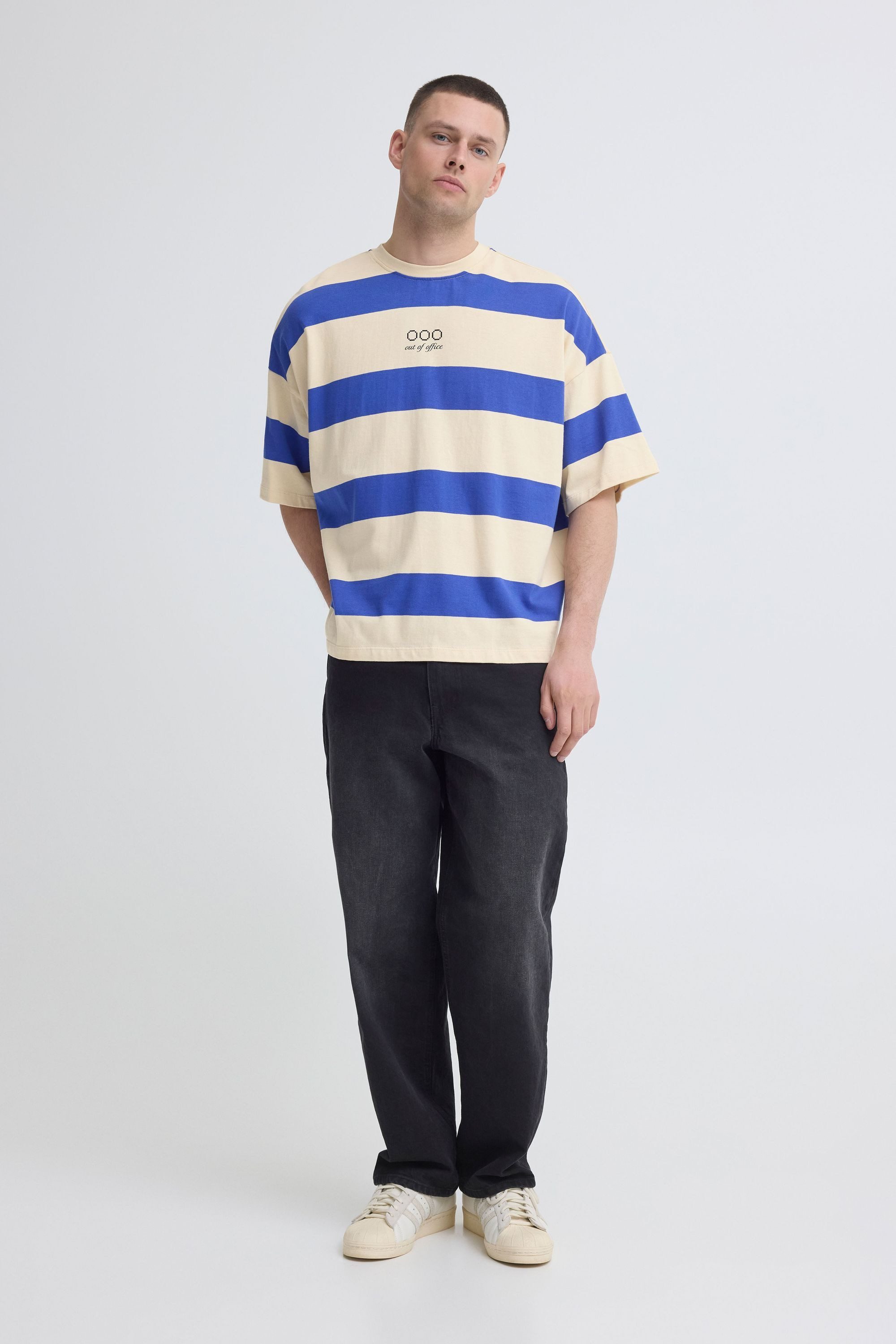 Blend Rundhalsshirt BHKaveh Weites T-Shirt mit breiten Streifen – Bild 3 von 5