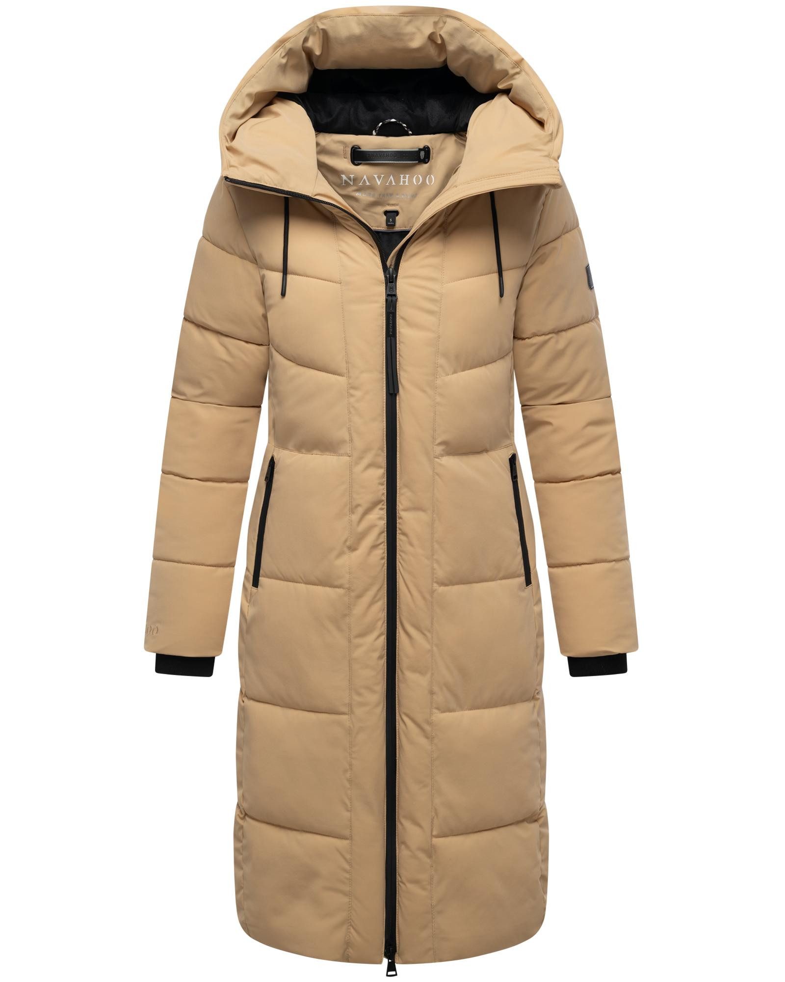 Navahoo Steppmantel Schokokuss XIV Warmer Damen gesteppter Wintermantel mit Kapuze – Bild 4 von 5