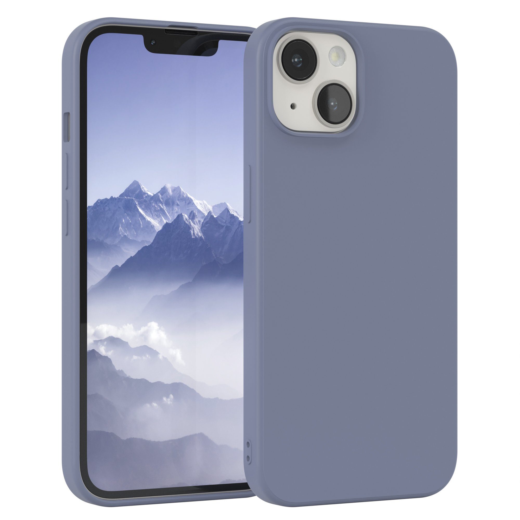 EAZY CASE Handyhülle für Apple iPhone 14 Hülle Silikon 6,1 Zoll, Silikon Schutzhülle mit Kameraschutz Matt Back Cover Soft Eis Blau