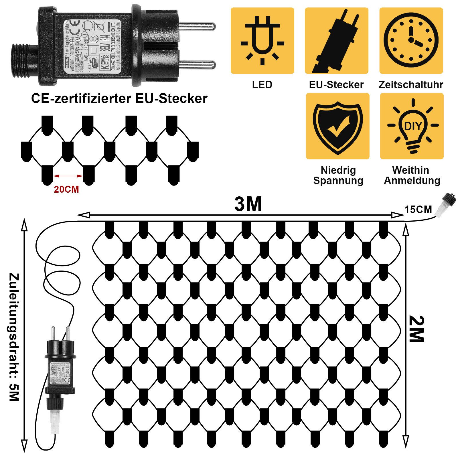 SERBASIC Lichternetz 31V DC Mesh Lichtervorhang günstig online kaufen