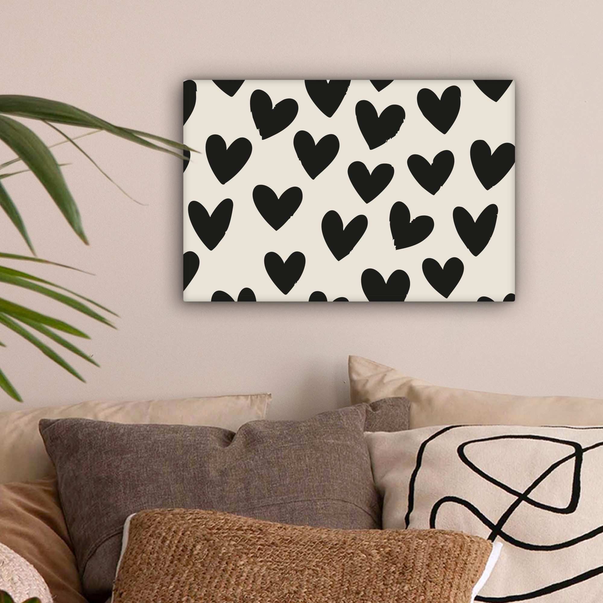 OneMillionCanvasses® Leinwandbild Herzen - Schwarz - günstig online kaufen