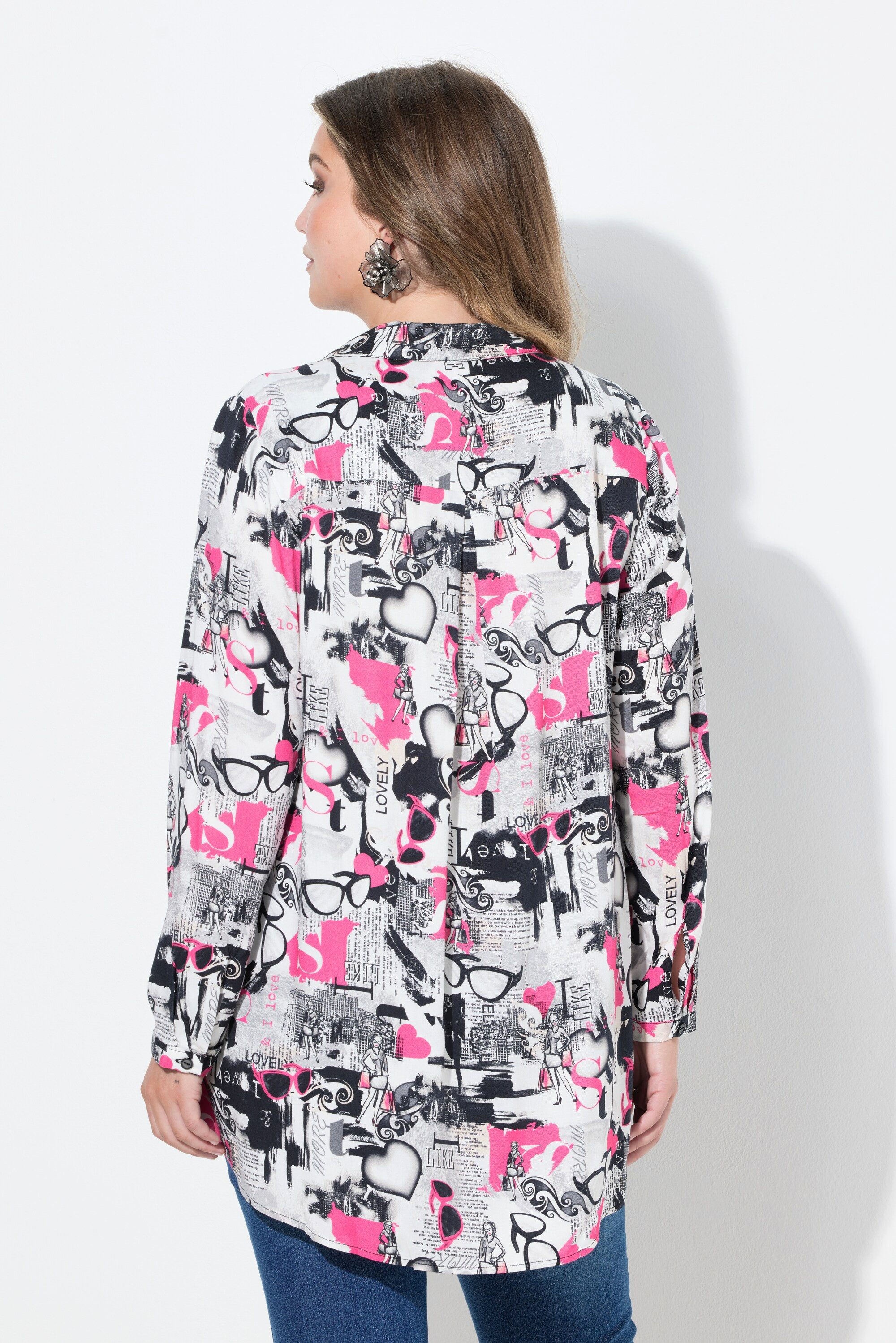 MIAMODA Hemdbluse Bluse A-Linie Brillenmuster Langarm – Bild 3 von 3