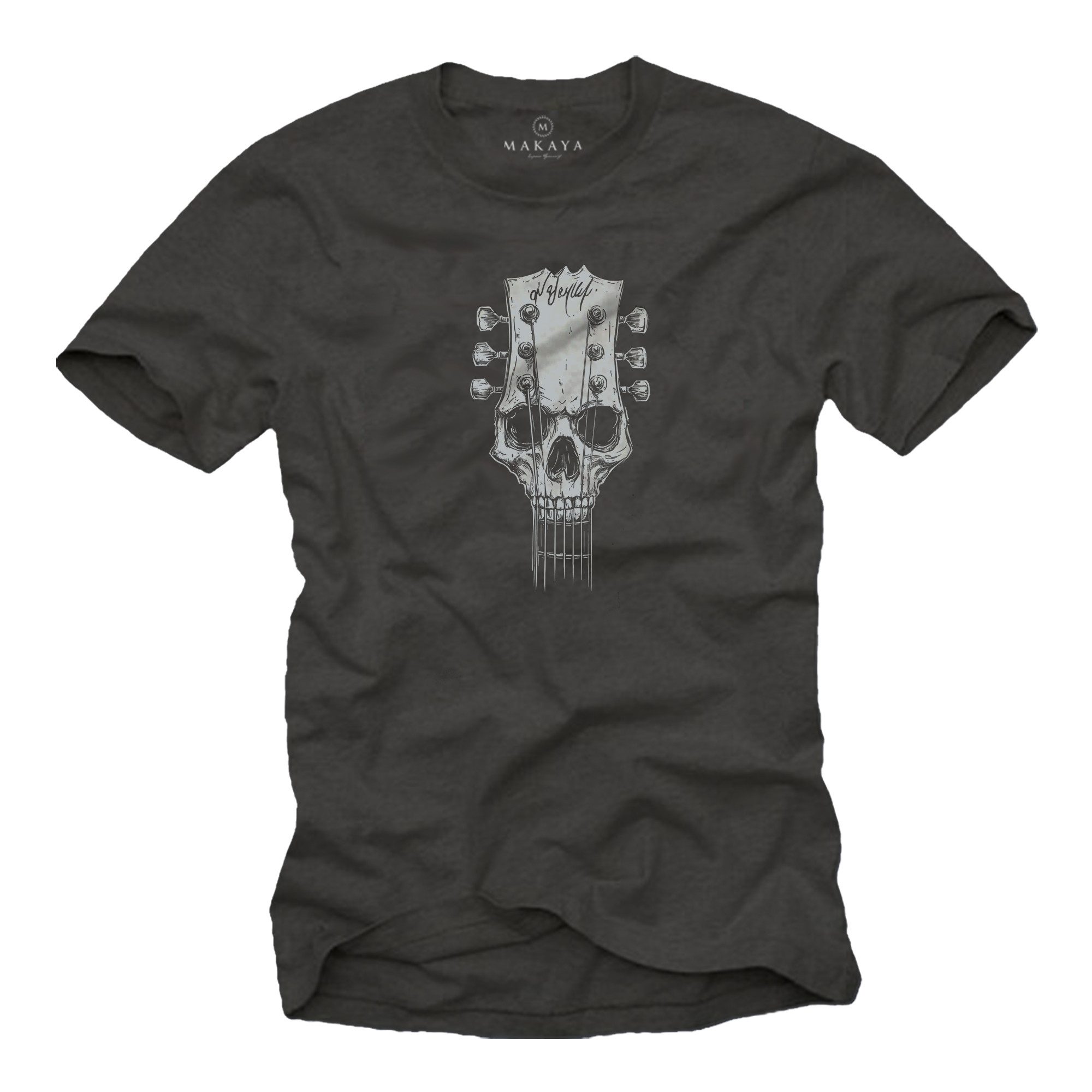 T-Shirt Männershirt mit Gitarrenmotiv – Totenkopf Print für Musiker
