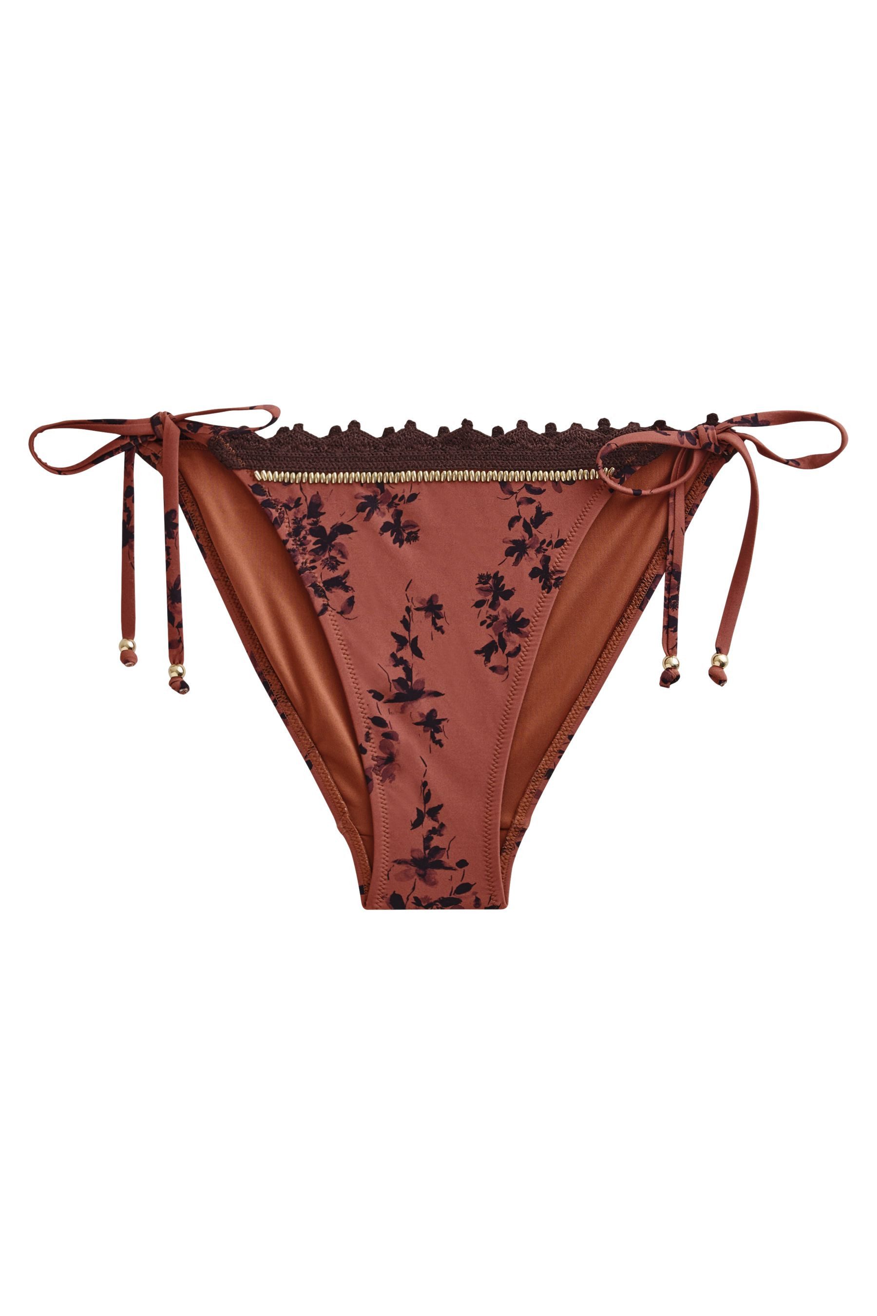 Bikini-Hose Seitlich gebundene Bikinihose mit Häkeldetails