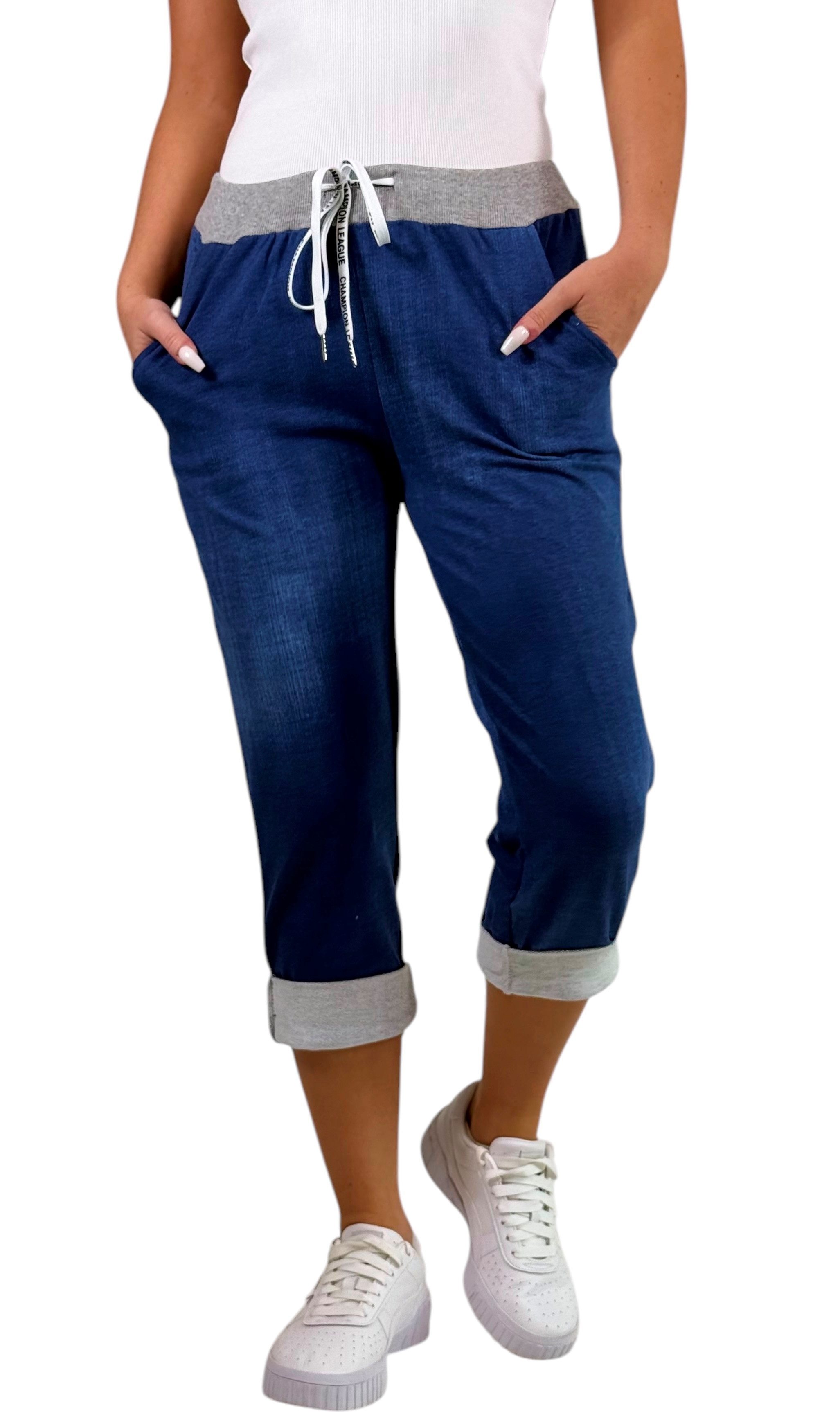 Mississhop Caprihose Damen Hose Blumen Jogginghose günstig online kaufen