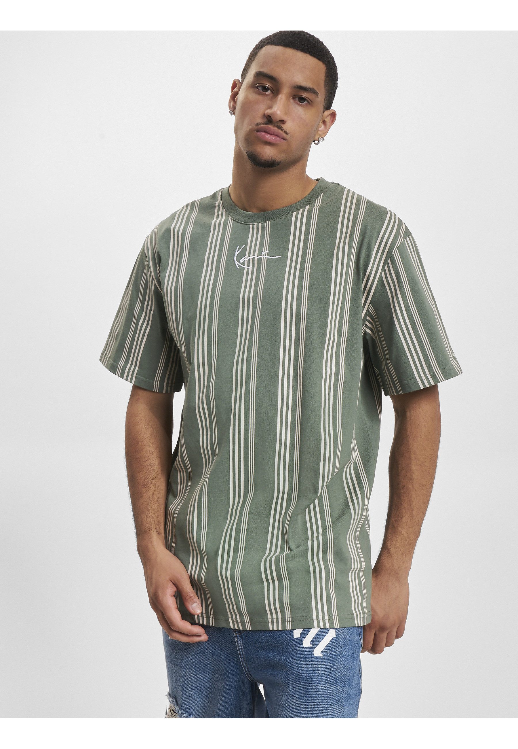 Karl Kani T-Shirt Karl Kani Herren KM233-025-1 KK Small Signature Striped Tee (1-tlg)